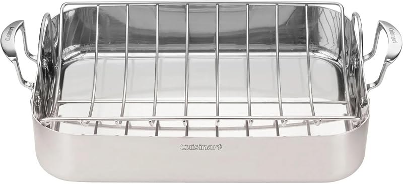 Cuisinart MultiClad Pro 16" Stainless Roasting Pan & Rack, MCPS117-16BRP1 — aluminum turkey roasting pan for aluminum