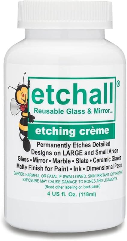 Etching Cream (4oz) for Glass, Mirrors, Ceramics, Porcelain, Marble, and Slate - for Makers, Creators, Crafters