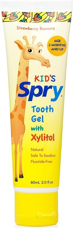 Spry Natural Kids Xylitol Tooth Gel, Strawberry Banana 2 Fl Oz (Pack of 1) — best Kids Fluoride Toothpaste for kids