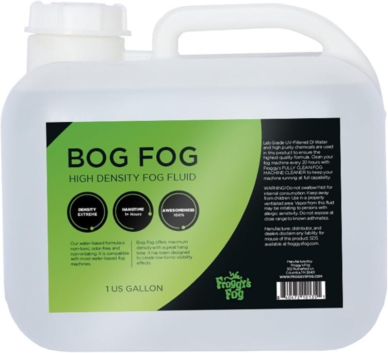 Froggy's Fog - Bog Fog - Extreme High Density Fog Fluid - Long 2 Hour Hang Time - For Halloween, Haunted Attractions