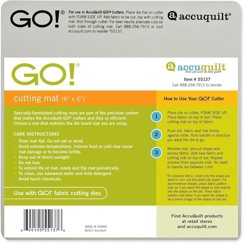 AccuQuilt 55137 GO! Baby Cutting Mat; 6-inch-by-6-inch — self healing cutting mat for self healing cutting mat