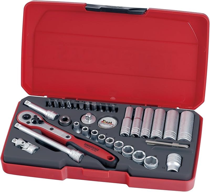 Teng Tools 1/4 Socket Set 6 Point Metric 36 Piece Drive Kit - T1436 — best ratchet wrench set for ratchet wrench set
