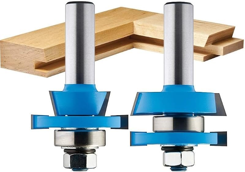 Rockler Shaker Rail and Stile Router Bit Set, 1/2 in Shank, 2 Piece — woodworking router bit set for woodworking
