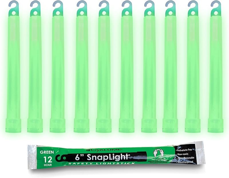 Cyalume Glow Sticks Military Grade Lightstick - Premium Green 6” SnapLight Emergency Chemical Light Stick with 12 Hour