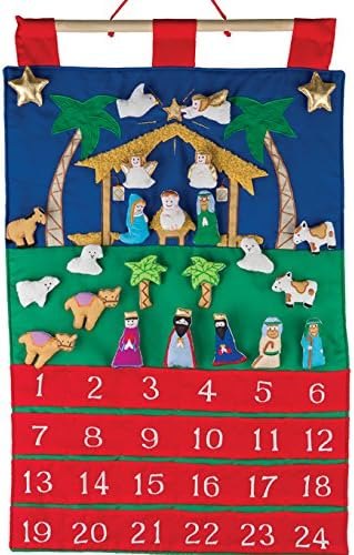 Nativity Fabric Advent Calendar by Vermont Christmas Company. Countdown to Christmas with Cute Manger Scene Calendar