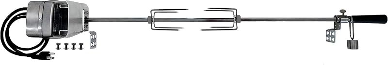 OneGrill Heavy Duty Chrome Universal Grill Rotisserie Kit with 13 Watt 50 lb. Stainless Electric Motor - 37 X 1/2 Inch