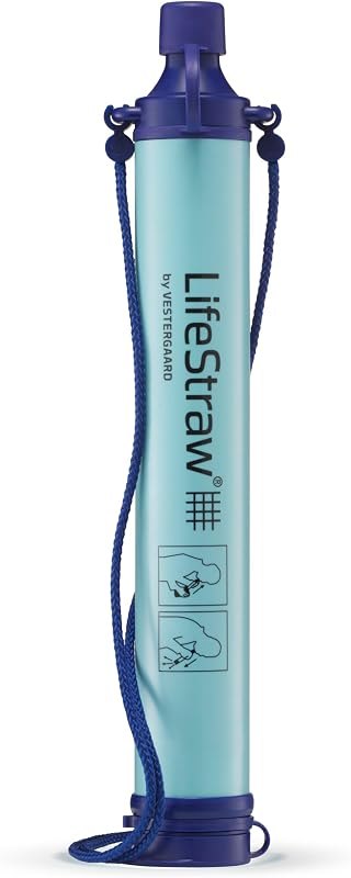 LifeStraw Personal Water Filter for Hiking, Travel and Emergency, Blue, 1PK — outdoor water filter for outdoor water