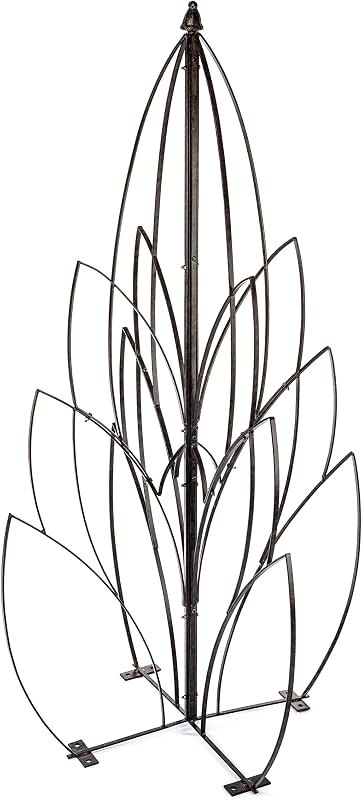 H Potter Lotus Bud Iron Obelisk Trellis for Climbing Plants, 69” Heavy Duty Garden Support with Ground Stakes, Outdoor