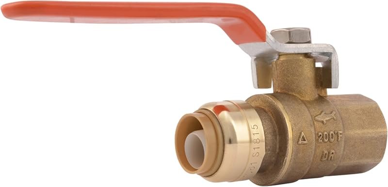 SharkBite 1/2 x 1/2 Inch Ball Valve with FNPT Connector, Push to Connect Brass Plumbing Fitting, PEX Pipe, Copper