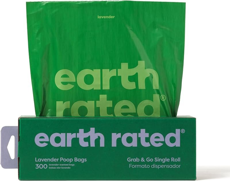Earth Rated Dog Poop Bags on a Roll, Grab and Go, 300 Bags, Lavender — pets poop bags for pets poop bags