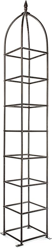 H Potter 8 Ft Garden Obelisk Trellis - Metal Rose Tower & Ground Stakes — garden trellis for garden trellis