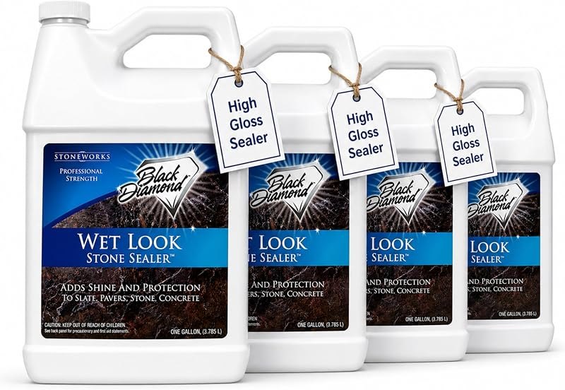 Wet Look Natural Stone Sealer. Durable, Long-Lasting Gloss Protection. Interior and Exterior Pavers, Slate, Sandstone