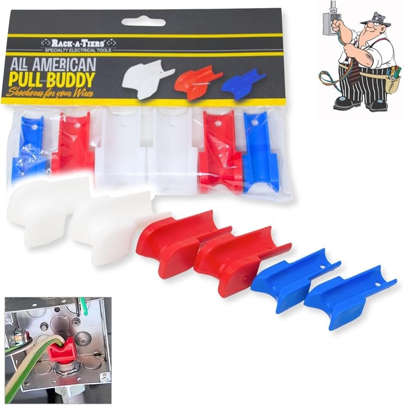 Rack-A-Tiers Pull Buddy - 6-Pack Wire Pulling Guides, 3-Sizes, Conduit Pulling Bushings, Cable Entry and Exit Grommet