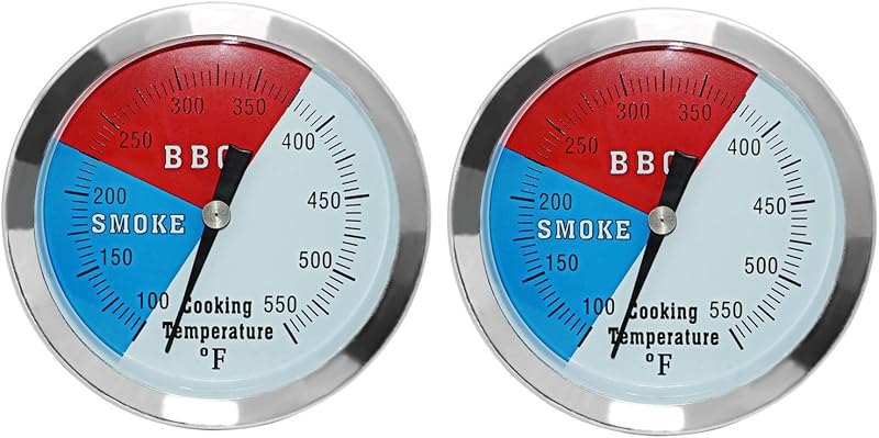 3 1/8 Inch Grill Thermometer 2 Pack Replacement for BBQ Grill and Smoker — stainless steel grill thermometer for