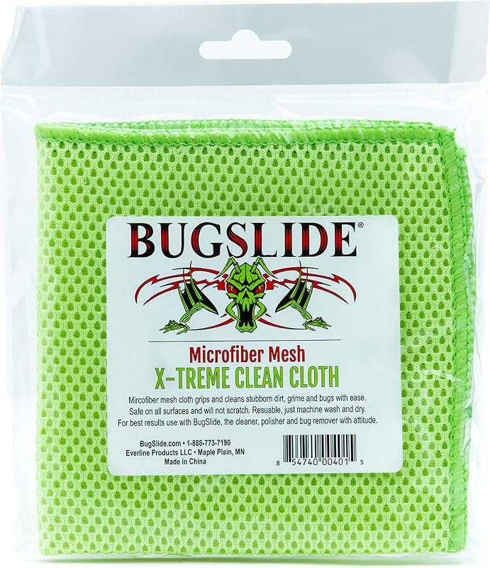 BugSlide Microfiber Mesh X-Treme Cleaning Cloth, No-Scratch Car Surfaces — Microfiber Drying Towel for microfiber