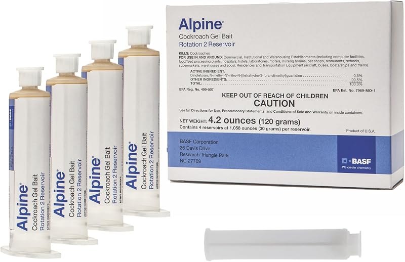 BASF Alpine Rotation 2 Cockroach Gel Bait Roach Killer for Indoor or Outdoor Infestation Control, Syringe Applicator