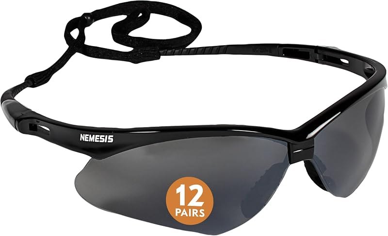 KLEENGUARDTM V30 NemesisTM Safety Glasses 25688 with Mirror Coating Smoke Lenses Black Frame Unisex Sunglasses for Men