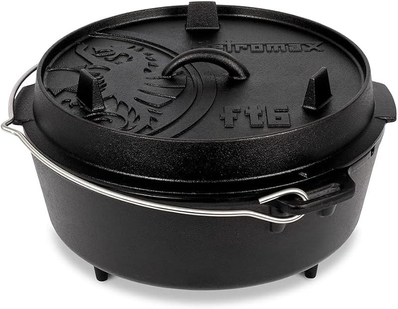 Petromax Cast Iron Dutch Oven for Cooking or Baking Outdoors Over a Campfire or in the Home Kitchen, Pre-Seasoned