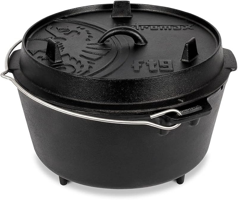 Petromax Cast Iron Dutch Oven for Cooking or Baking Outdoors Over a Campfire or in the Home Kitchen, Pre-Seasoned