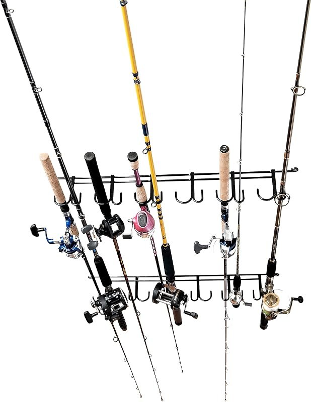 Fishing Rod Racks - Pole Holders - Mounted Storage Racks for Rods - Ceiling or Wall Mount for Poles in Garage, Boat —