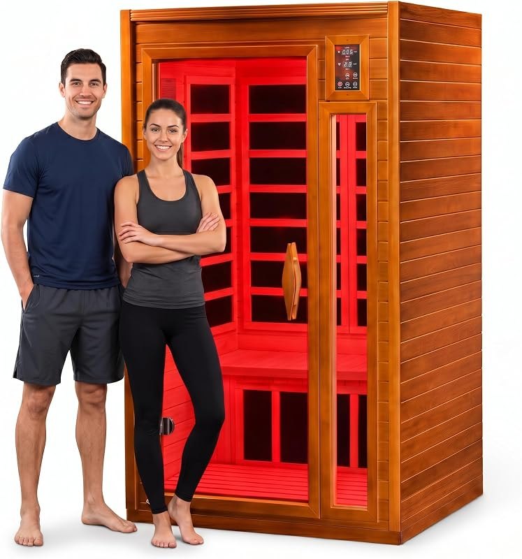 Dynamic Saunas Barcelona 1-2 Person Infrared Sauna with Red Light Therapy — two person sauna blanket for two person