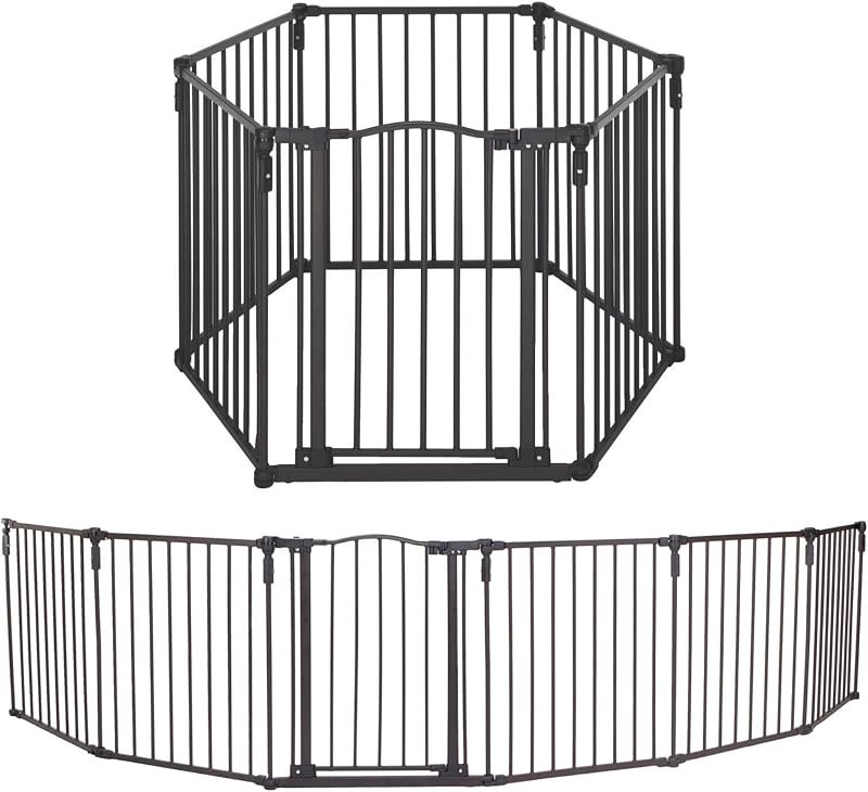 Toddleroo by North States - 3 In 1 Arched Décor Metal Superyard Baby Play Yard: 6 Panel Playpen, Baby Gate, or Extra