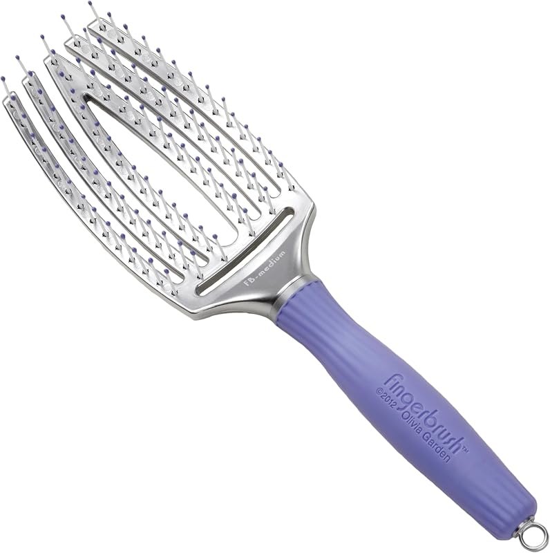 Olivia Garden Fingerbrush Curved and Vented Paddle Brush for Blow Drying - Ideal for Styling and Detangling All Hair