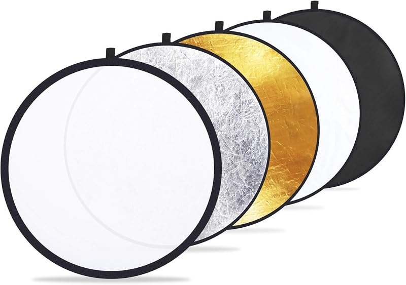Etekcity 24" (60cm) 5-in-1 Photography Reflector, Multi-Disc Light Reflectors for Photography, Collapsible with Bag -
