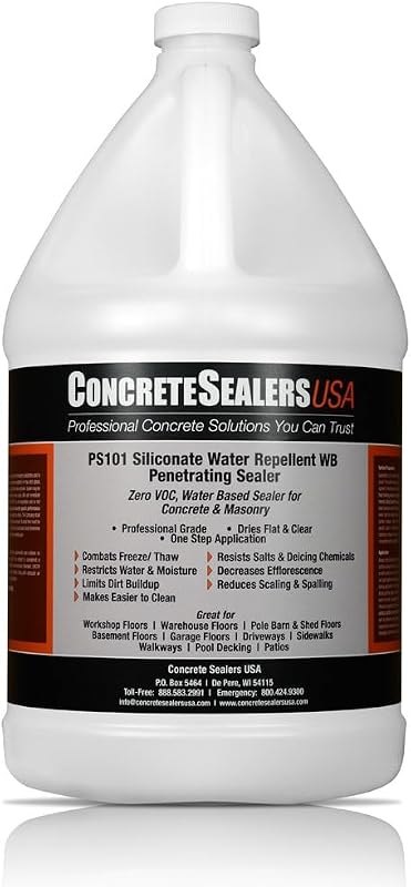 PS101 Siliconate Water Repellent WB Penetrating Sealer — garage floor sealer for garage floor sealer