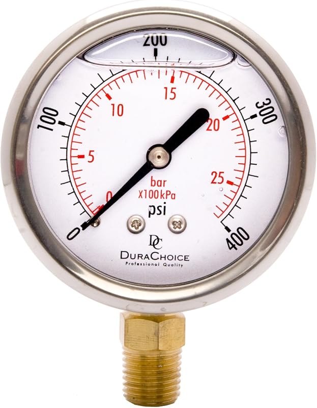 2-1/2" Oil Filled Pressure Gauge, Stainless Steel Case, 0-400 PSI, 1/4" NPT — best offroad water pump for offroad