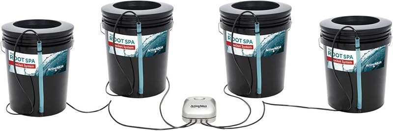 Active Aqua RS5GAL4SYS Root Spa 5 Gallon Hydroponic 4 Bucket Deep Water Culture Grow Kit System with Multi-Purpose Air