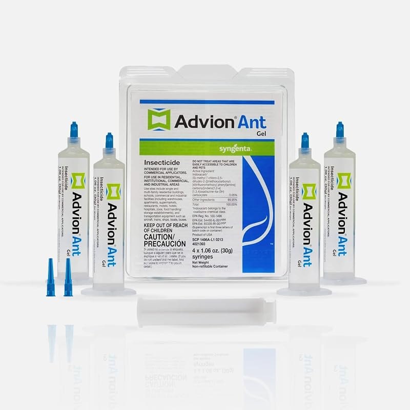 Advion Ant Gel Bait, 4 Tubes x 30-Grams, 1 Plunger and 2 Tips, Effective Ant Bait, Formulated with 0.05% Indoxacarb