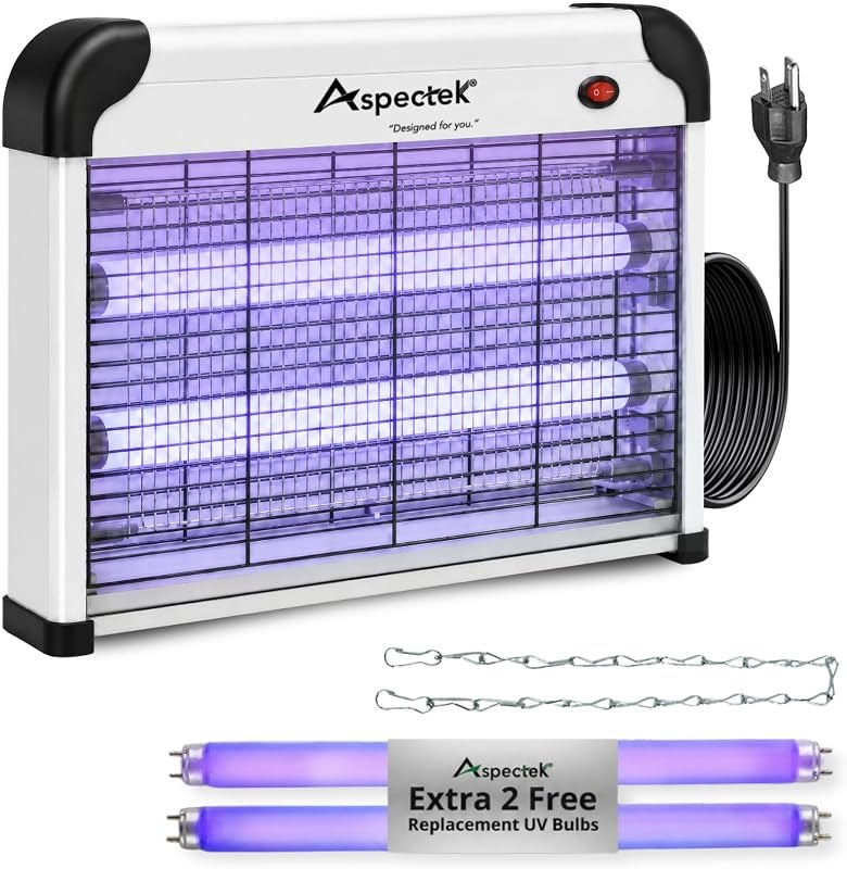 ASPECTEK 20W Electric Bug Zapper, Fly Trap and Mosquito Killer for Indoor and Covered Outdoor Spaces, Patio, Garage