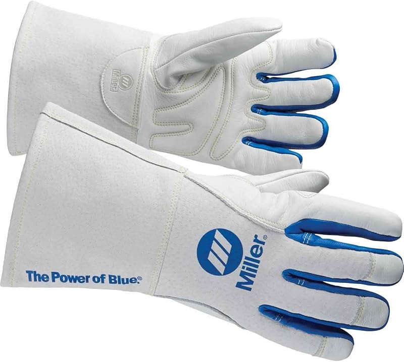 Miller Electric Welding Gloves, 3-D, XL, 12In, White/Blue, PR, X-Large (263334)