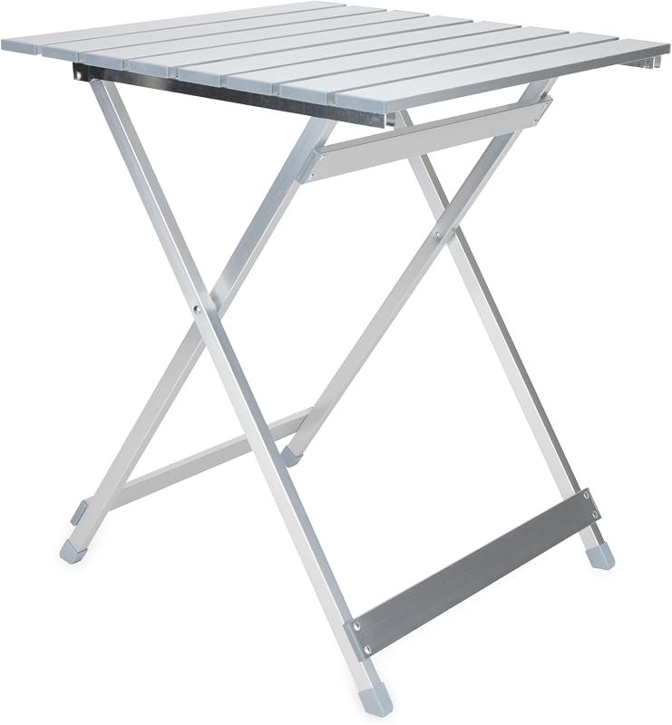 Camco 19.5 by 20 by 24.25 Inch Large Durable Aluminum Fold Away Multi Use Outdoor Side Table for RVs, Campsites