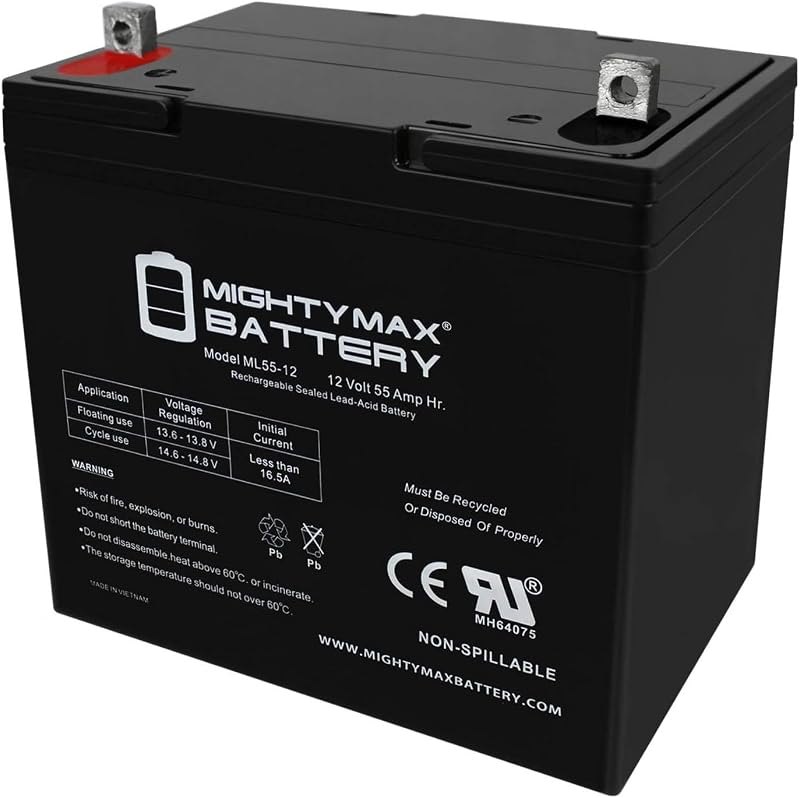 Mighty Max Battery 12V 55Ah Power Boat Pontoon Electric Trolling Motor Deep Cycle Battery — boat trolling motor for