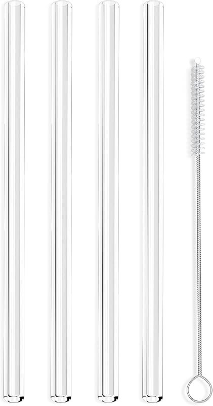 Hummingbird Glass Straws Clear Straight 9" x 9.5 mm Made With Pride In The USA - Perfect Reusable Straw For Smoothies