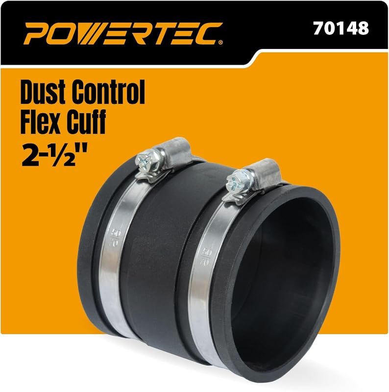 POWERTEC 70148 Dust Control Flex Cuff with Steel Clamps, 2-1/2-Inch — woodworking dust collector for woodworking dust