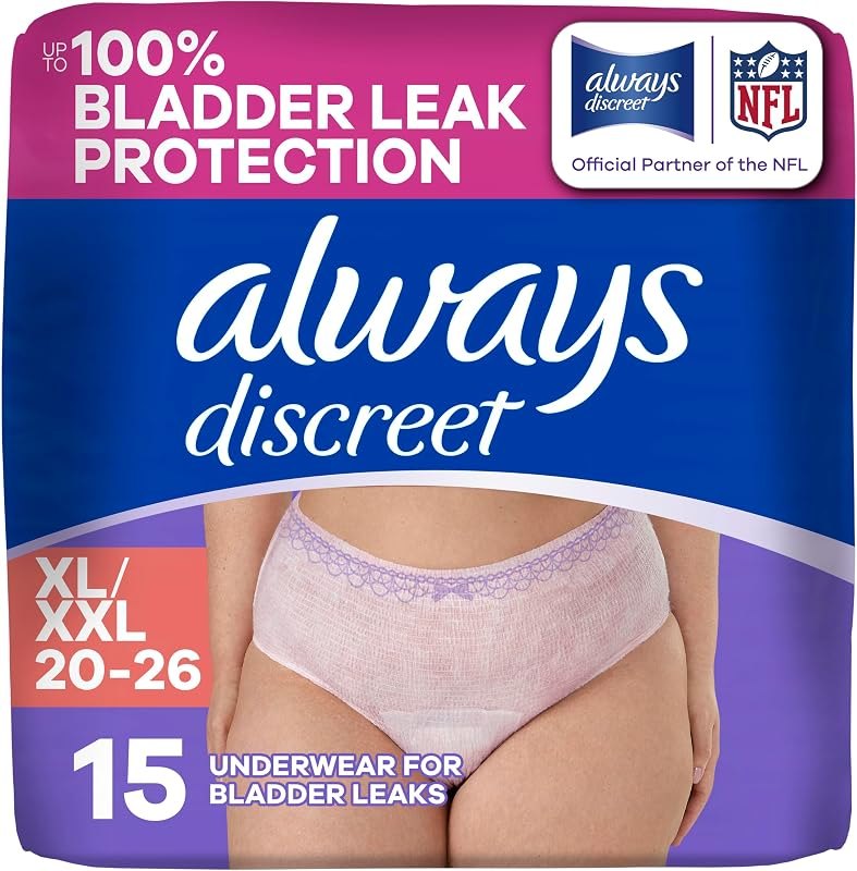 Always Discreet Adult Diapers for Women, Incontinence Underwear, Postpartum Essentials, Disposable Briefs, Max