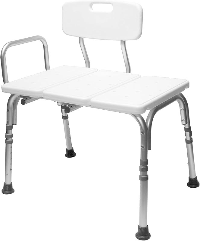Carex Shower Bench and Shower Chair For Elderly and Disabled with Height Adjustable Legs, Tub Bench Converts to Right