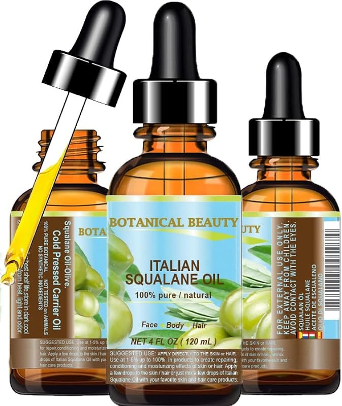 Botanical Beauty SQUALANE Italian. 100% Pure/Natural/Undiluted Oil. 100% Ultra-Pure Moisturizer for Face, Body & Hair
