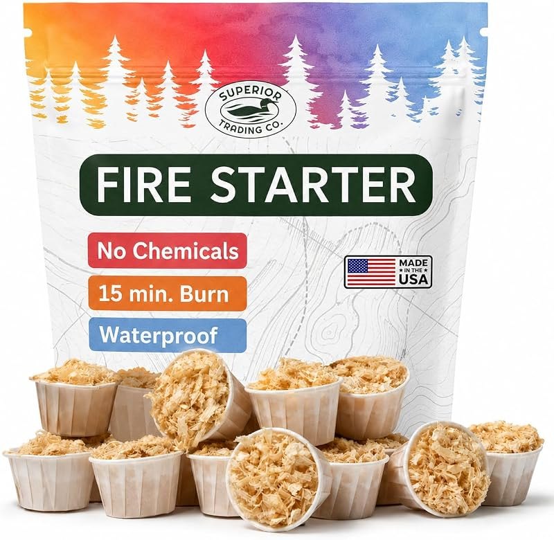 Superior Trading Fire Starter Pods in Resealable Packs - Fire Starters for Campfires, BBQ, Grill, Pit, Wood Stove &