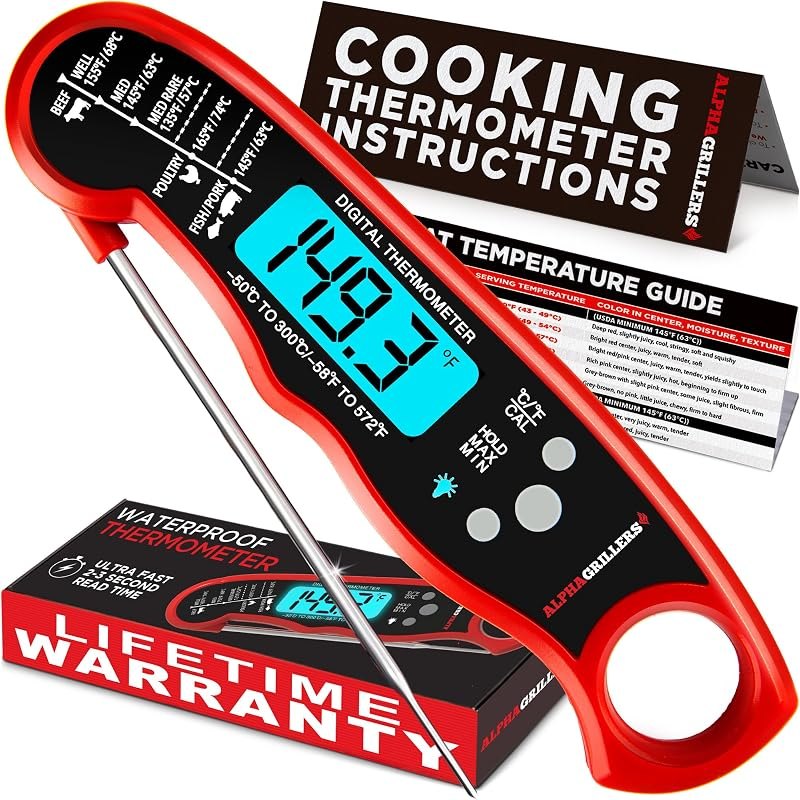 Alpha Grillers Instant Read Meat Thermometer Digital, Cooking, Food, Grill — baking oven thermometer for baking oven