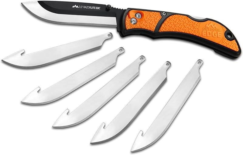 OUTDOOR EDGE 3.5" RazorLite EDC Knife. Pocket Knife with Replaceable Blades and Clip. The Perfect Hunting Blade for