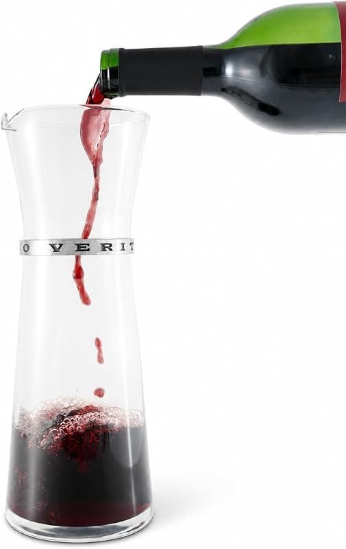 Medici In Vino Veritas Wine Carafe - Elegant Clear Glass with Pewter Band - Perfect for Water, Juice, or Wine - 10