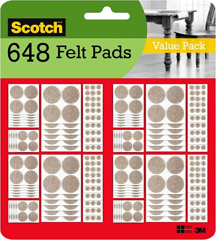 Scotch Felt Pads Value Pack, 648 Pcs, Round, Beige, Easy-to-apply, Self-Stick design, Reliable protection from nicks