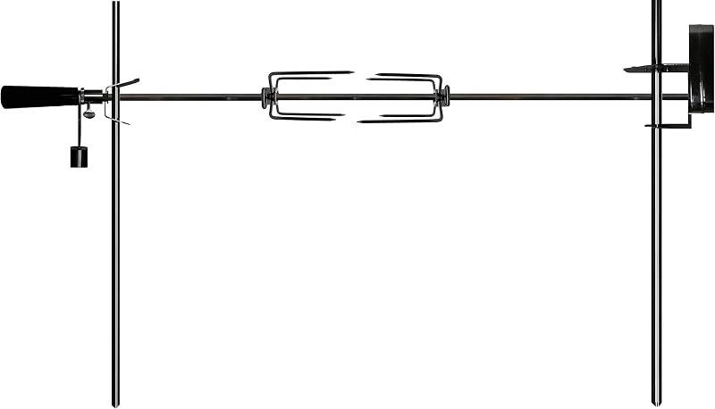 OneGrill Cordless Dual Post Open Fire Rotisserie System- 45 Inch Chrome (Matte Black Motor) — grill rotisserie kit for