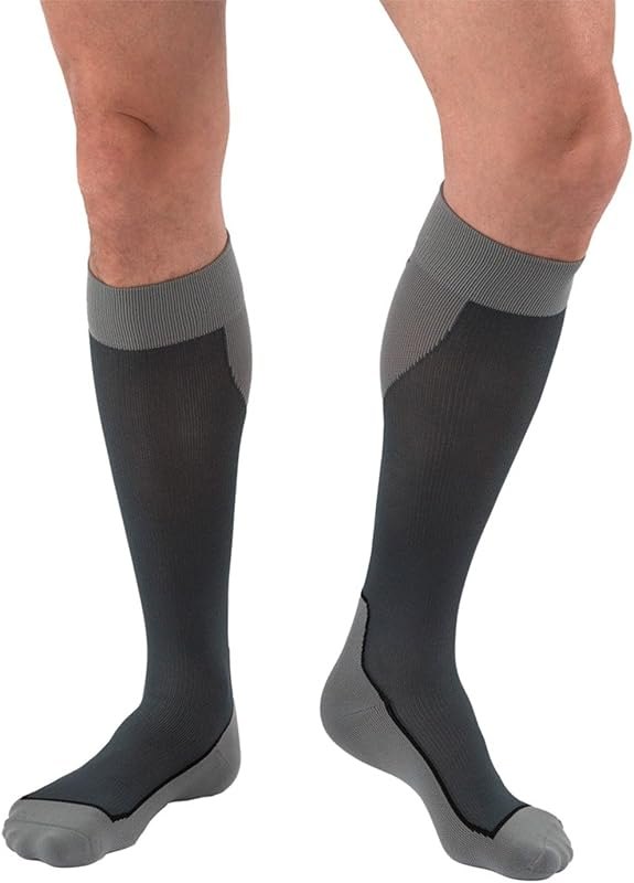 7528913 Sport Compression Socks, 15-20 mmHg, Knee High, X-Large, Black/Grey Blue/Grey — 15-20 mmHg compression socks