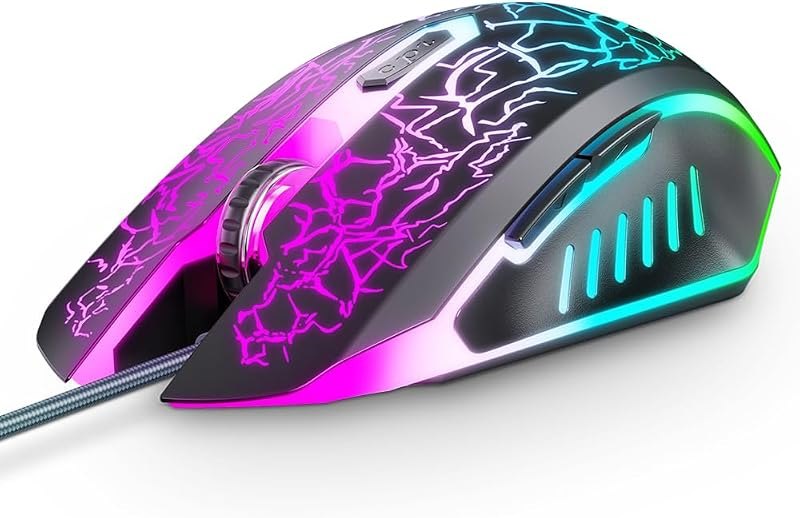VersionTECH. Wired Gaming Mouse, Computer Mouse Ergonomic Mice with 7 LED Lights RGB Backlit, 6 Programmable Buttons