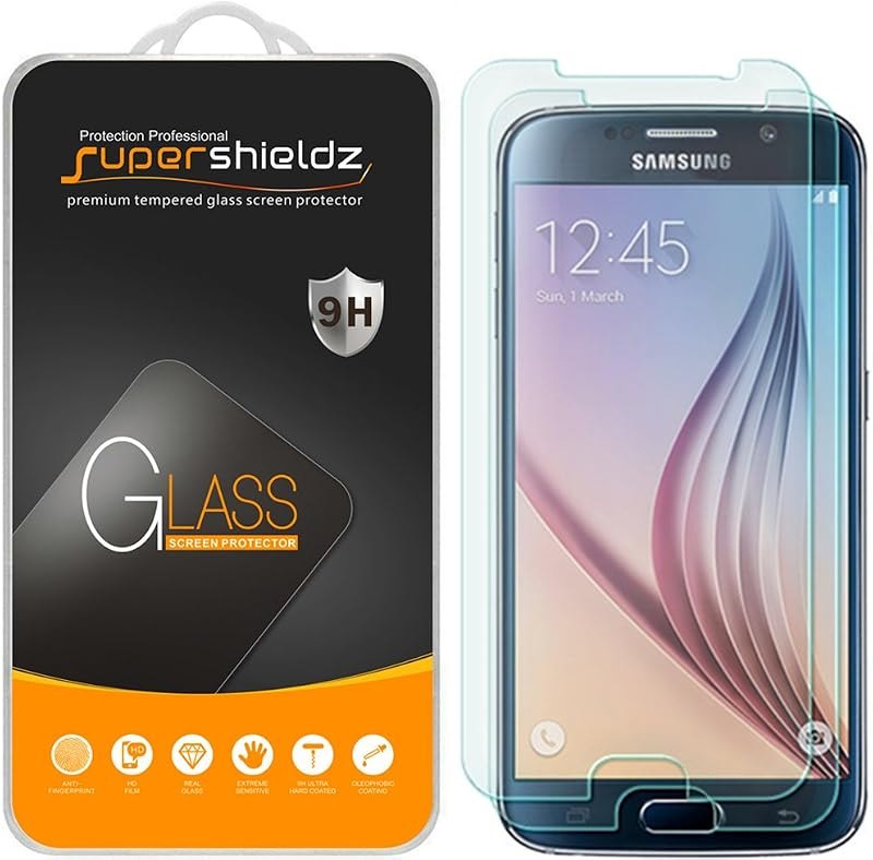 Supershieldz (2 Pack) Designed for Samsung Galaxy S6 Tempered Glass Screen Protector, Anti Scratch, Bubble Free —